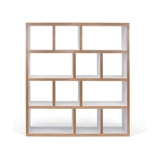 Bibliotecă TemaHome Berlin 4, decor lemn, detalii albe