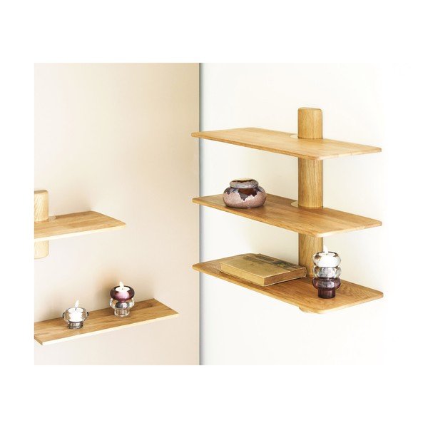 Raft în culoare naturală deschisă etajat din lemn de stejar 55 cm Calcata – House Nordic-image-1