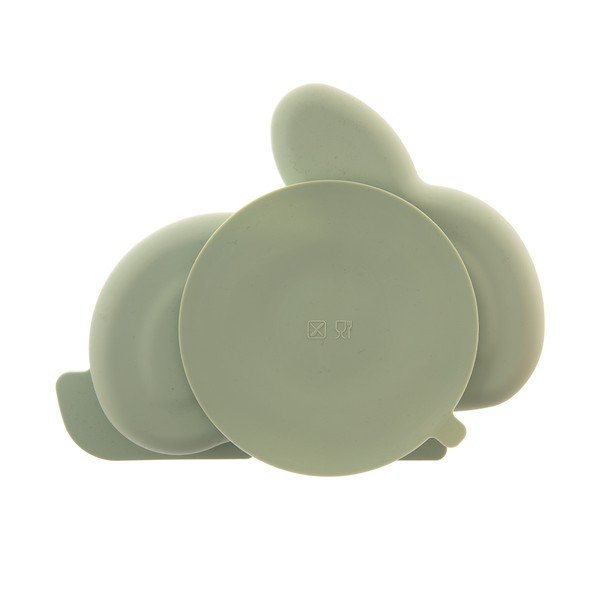 Farfurie pentru copii verde salvie din silicon 18x23 cm Bunny – Orion-image-2