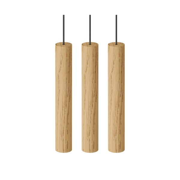 Lustră în culoare naturală LED din lemn masiv de stejar cu abajur din lemn ø 3 cm Chimes – UMAGE