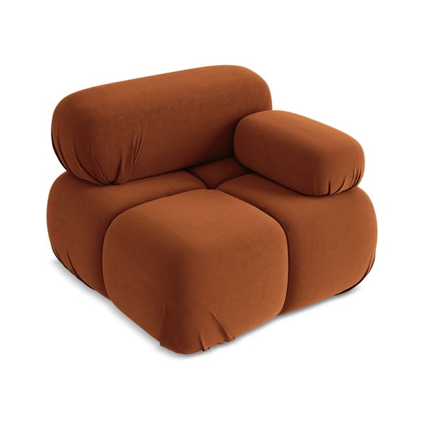 Modul pentru canapea modulară portocaliu cu tapițerie din catifea (cu colț pe partea dreaptă) Lokua – Makamii-image-2