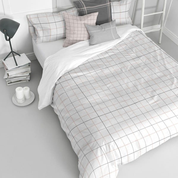 Husă din bumbac pentru pilotă Blanc Tartan, 200 x 200 cm-image-2