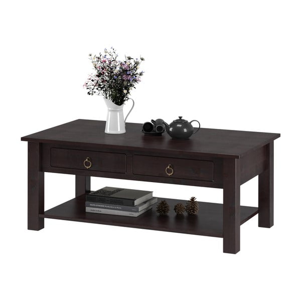 Măsuță de cafea din lemn de pin Støraa Inda, maro închis-image-1