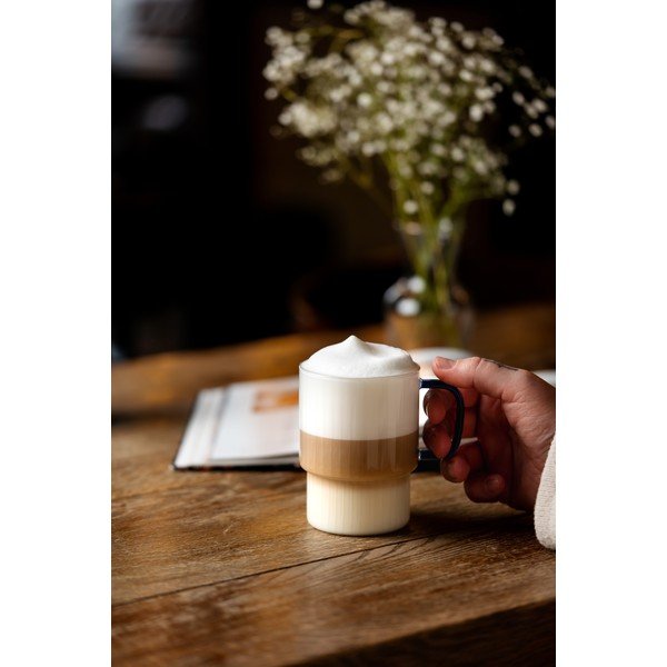 Căni albastre 2 buc. pentru cappuccino din sticlă 350 ml Livio – Vialli Design-image-3
