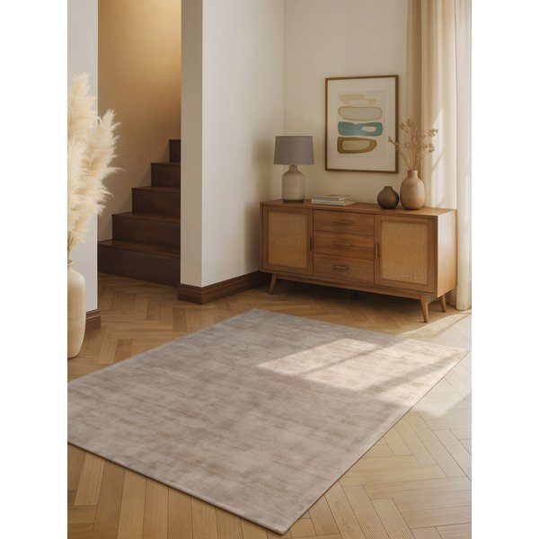 Covor bej țesut manual din viscoză 80x150 cm Noemi – Vikosa-image-1