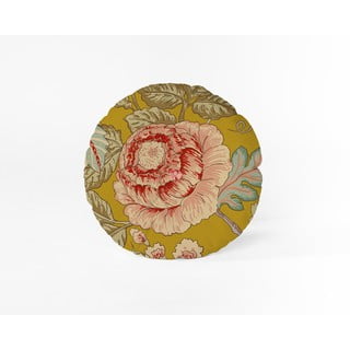 Pernă galbenă Velvet Atelier Japanese Flowers, ø 40 cm