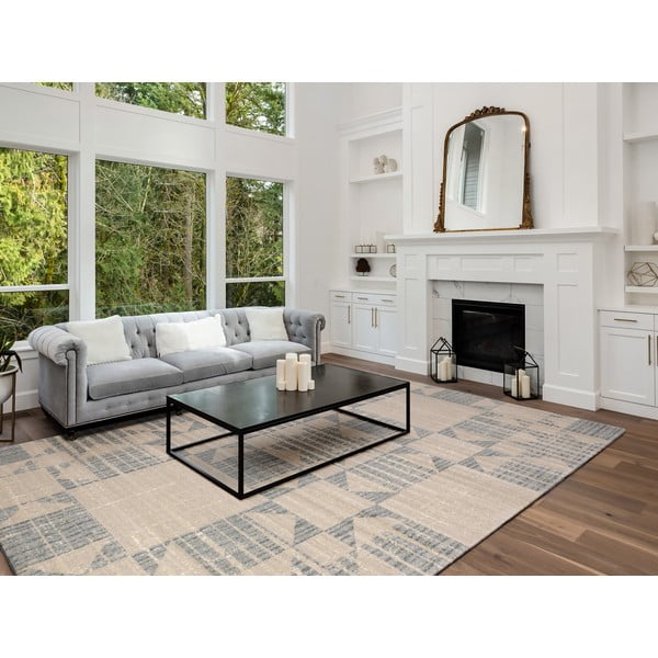 Covor bej din lână 133x190 cm Frotage beige – Agnella-image-1