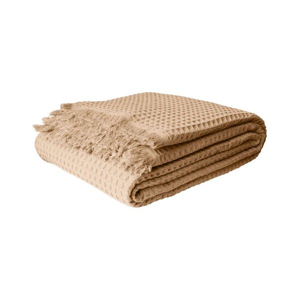 Cuvertură bej din bumbac 140x200 cm Waffle – Mijolnir