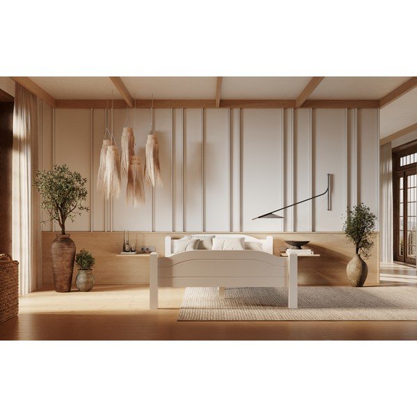 Pat alb din lemn de pin 90x200 cm Liva – Olivia Living-image-3
