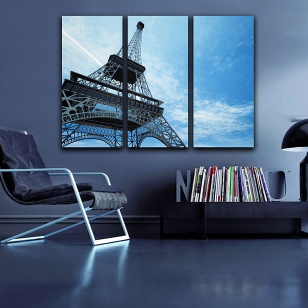Tablou din 3 piese Eiffel Tower & Blue Sky-image-1