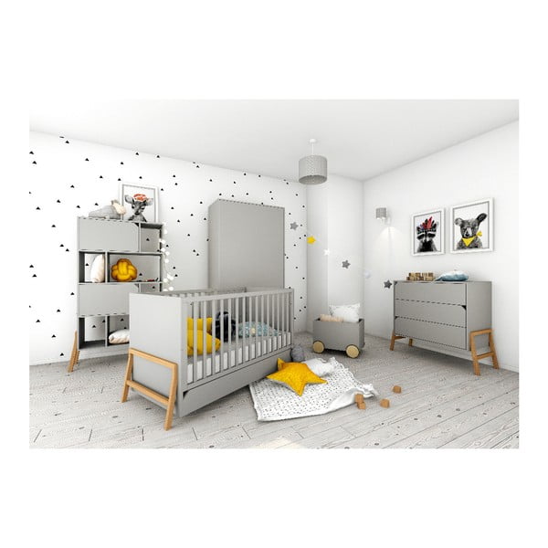 Pătuț pentru copii cu sertar BELLAMY Lotta, 70 x 140 cm, gri-image-2