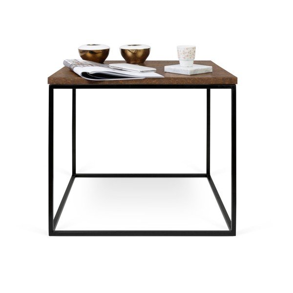 Măsuță TemaHome Gleam cu picioare negre, 50 cm, maro-image-2