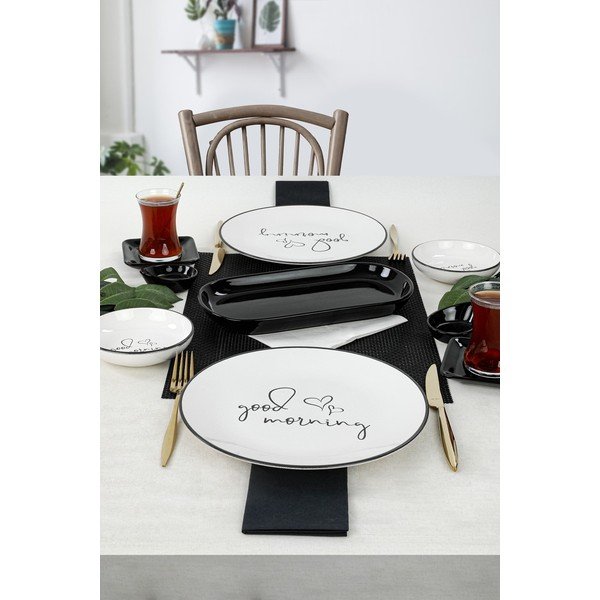 Set veselă cu 11 piese din ceramică My Ceramic, alb-negru-image-1