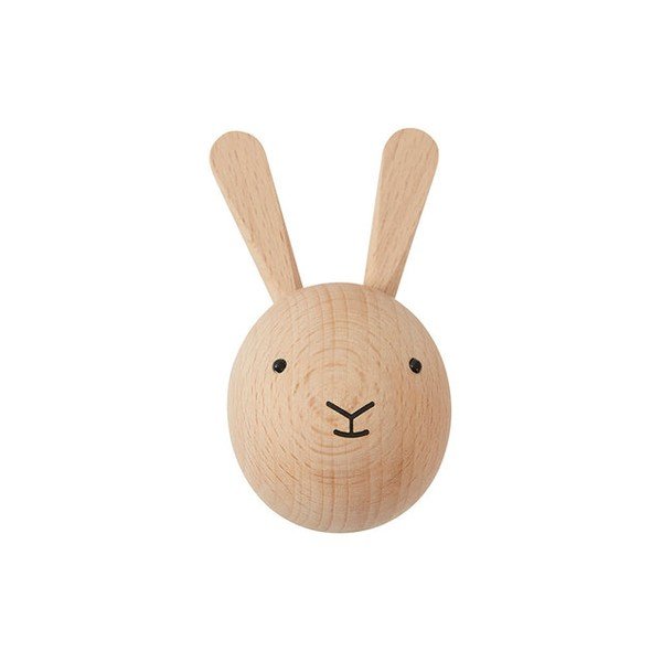 Cârlig în culoare naturală de montat pe perete din lemn de fag Rabbit – OYOY Mini