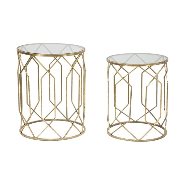 Măsuțe auxiliare rotunde cu blat din sticlă 2 buc. ø 42 cm Tunisi – Mauro Ferretti