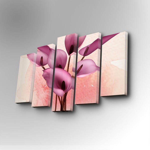 Tablou din mai multe piese Pink Flower, 82 x 50 cm