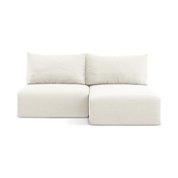 Colțar crem extensibil/cu spațiu de depozitare cu tapițerie din catifea (cu colț pe partea dreaptă/cu șezlong) Kalena – Makamii