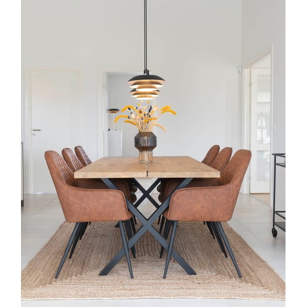 Set de scaune de sufragerie maro cu cotiere 2 buc. tapițat Harbo – House Nordic-image-1