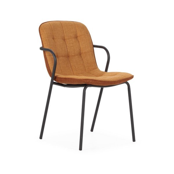 Scaun de dining teracotă cu cotiere tapițat Angie – Marckeric