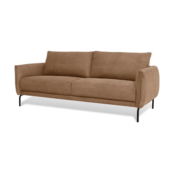 Canapea maro deschis cu tapițerie din catifea reiată  212 cm Venray – Scandic-image-1