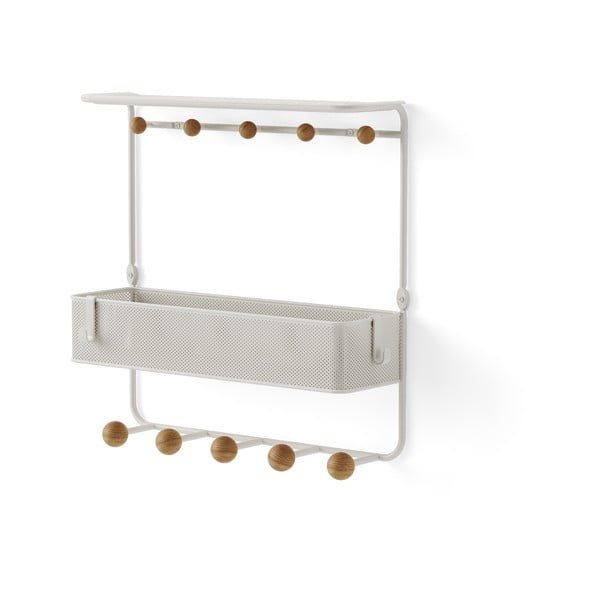Cuier de perete alb/în culoare naturală cu raft din metal Estique – Umbra-image-3
