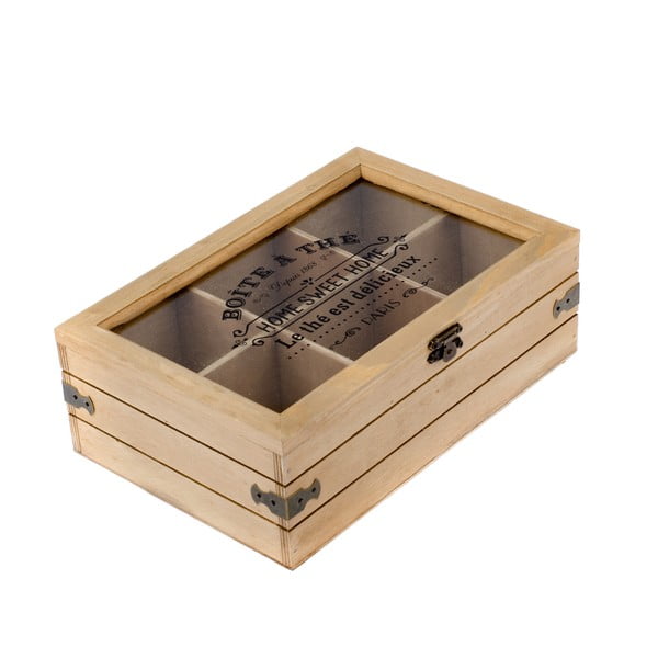 Cutie din lemn pentru ceai cu 6 compartimente Dakls Mia, 24 x 16 cm