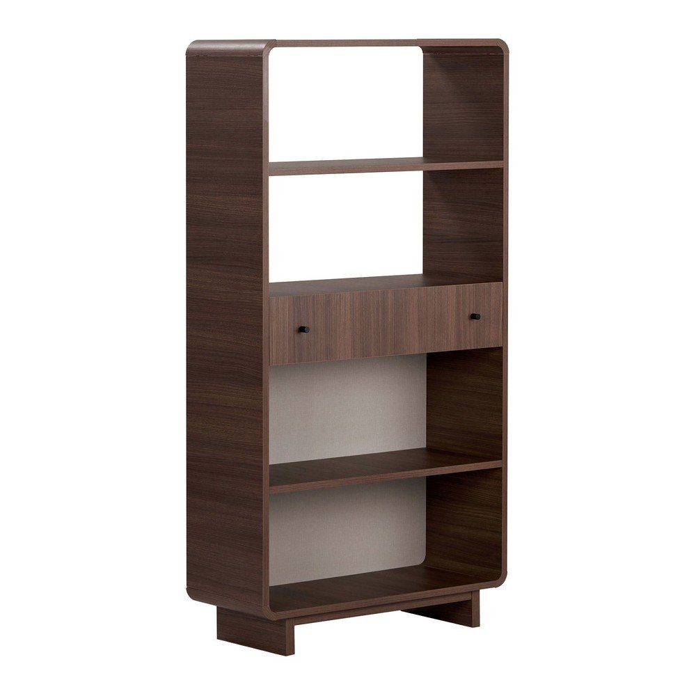 Bibliotecă în culoare naturală închisă cu aspect de lemn de nuc 78x153x34 cm Senza – Nordure