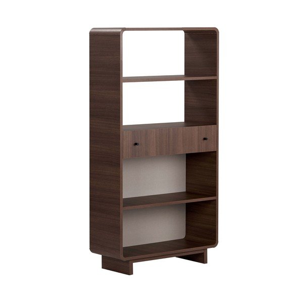 Bibliotecă în culoare naturală închisă cu aspect de lemn de nuc 78x153x34 cm Senza – Nordure