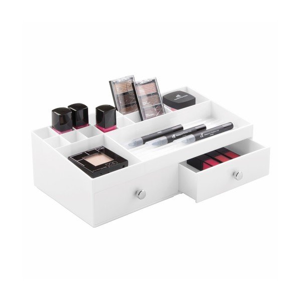 Organizator cu 2 sertare InterDesign Cosmetic, alb