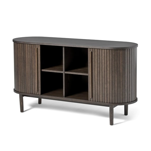 Comodă maro cu aspect de lemn de stejar cu ușă glisantă 140x76x45 cm Meta – Unique Furniture-image-2