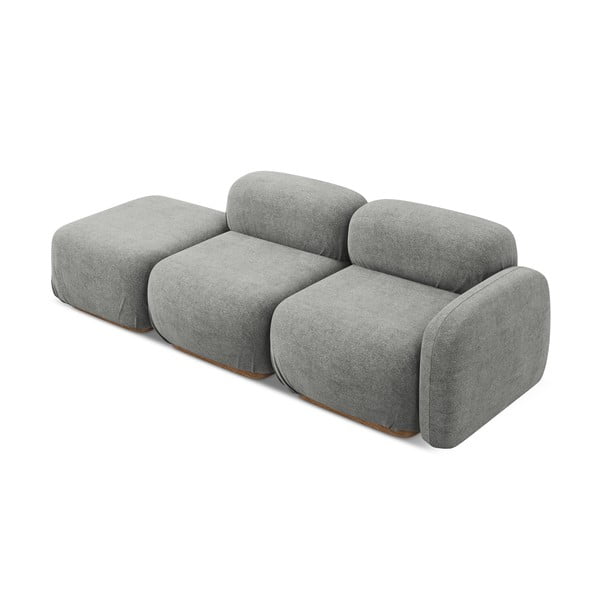 Șezlong modular gri cu tapițerie din țesătură bouclé (cu colț pe partea stângă) Ailani – Makamii-image-3