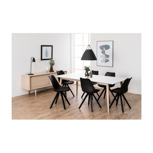 Masă extensibilă cu baza din lemn de stejar Actona Century, 200 x 100 cm, alb-image-1