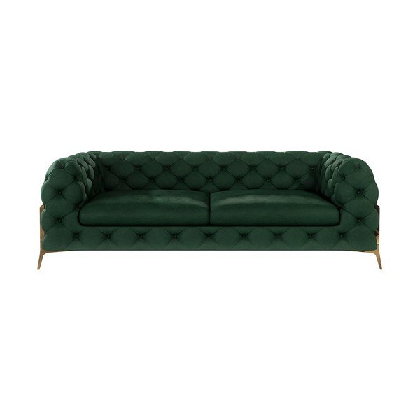 Canapea verde-închis cu tapițerie din catifea 225 cm Chelsea Bis – Ropez