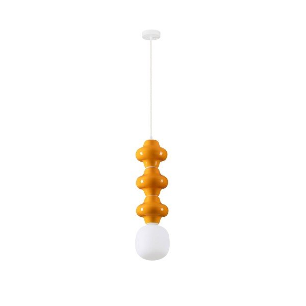Lustră albă/portocalie din ceramică cu abajur din sticlă ø 18 cm Clio – Nova Luce
