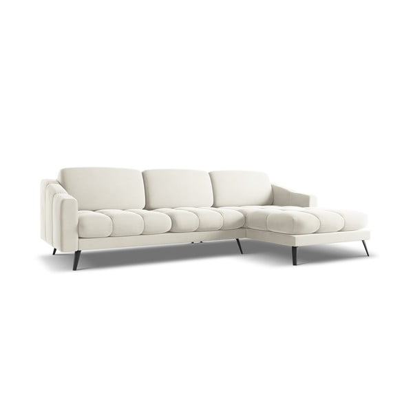 Colțar crem cu tapițerie din catifea (cu colț pe partea dreaptă) Nalu – Makamii-image-4