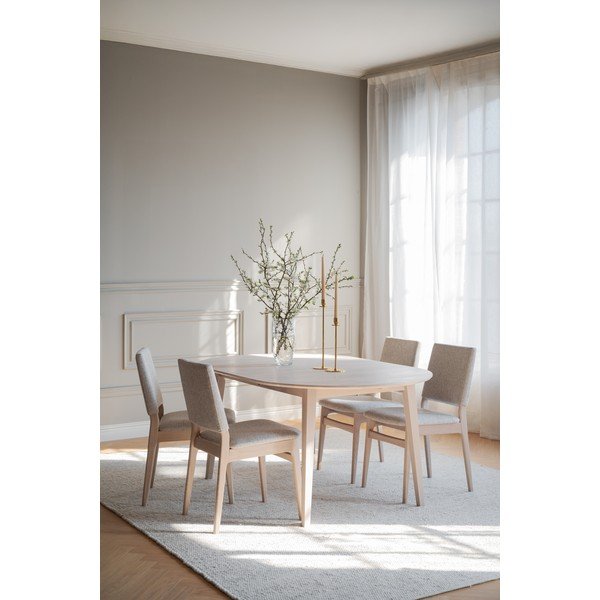 Scaun de dining crem/în culoare naturală deschisă din lemn de stejar Medford – Rowico-image-1