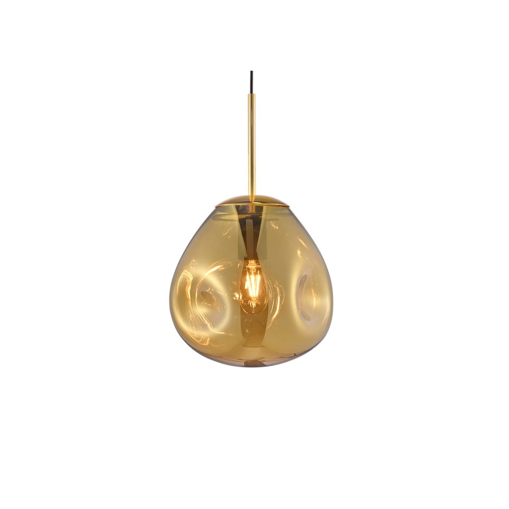 Lustră cu abajur din sticlă suflată Leitmotiv Pendulum, înălțime 20 cm, auriu