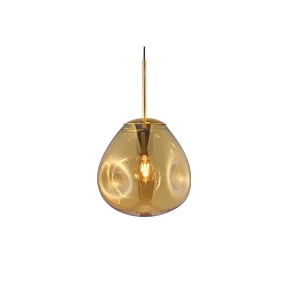Lustră cu abajur din sticlă suflată Leitmotiv Pendulum, înălțime 20 cm, auriu