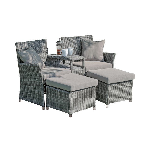 Set mobilier de grădină gri din ratan artificial pentru 2 persoane Calgary – Garden Pleasure