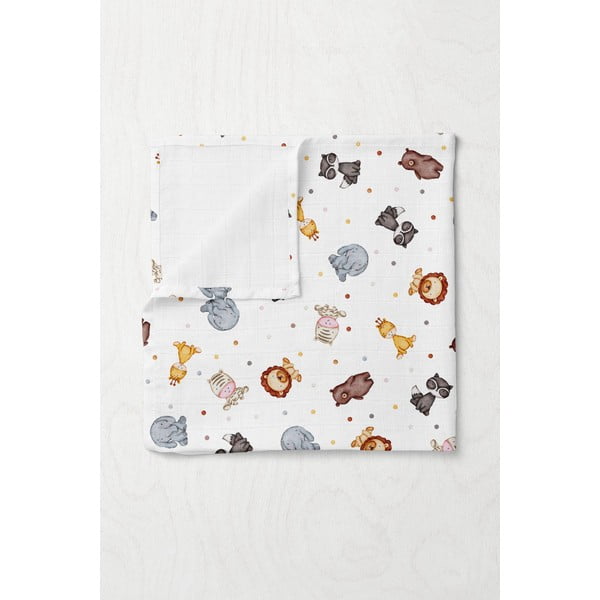 Pătură pentru copii albă din muselină 75x100 cm Zoo – Mijolnir-image-1