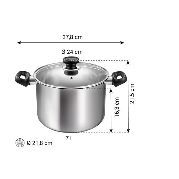 Oală cu capac din oțel inoxidabil 7 l adecvată pentru plita cu inducție Brava – Tescoma-image-3
