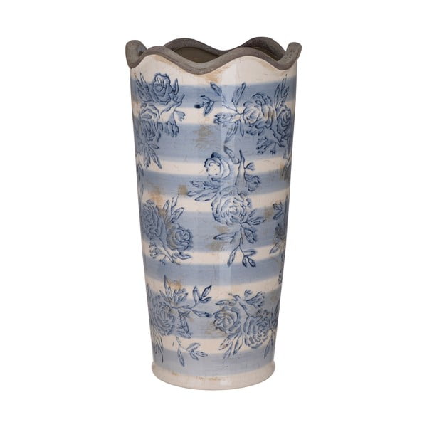 Vază din ceramică InArt Antigue, ⌀ 16 cm, alb - albastru