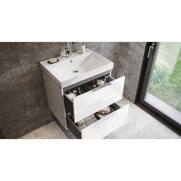 Dulap sub chiuvetă alb suspendat cu aspect lucios 61x65 cm Celano – Germania-image-1
