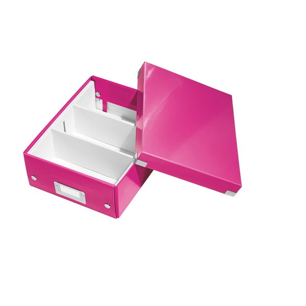 Cutie de depozitare din carton cu capac roz Click&Store - Leitz