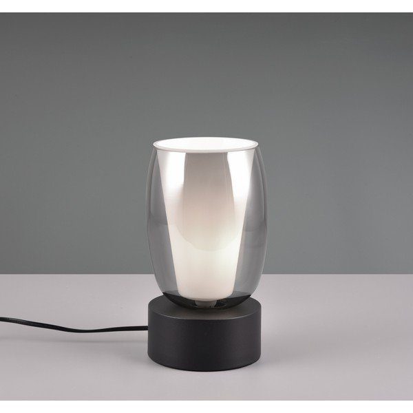 Veioză negru-argintiu  cu abajur din sticlă (înălțime 24 cm) Barret – Trio Select-image-1