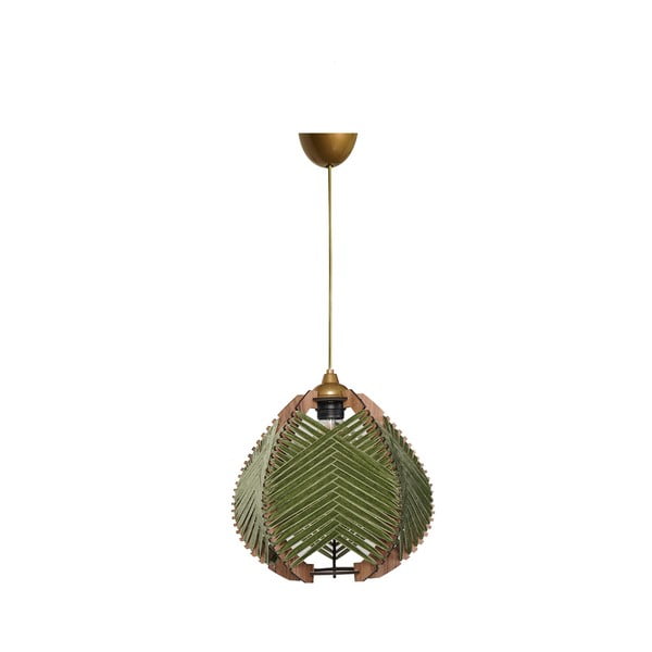 Lustră verde-închis/în culoare naturală cu abajur textil ø 25 cm – Opviq lights