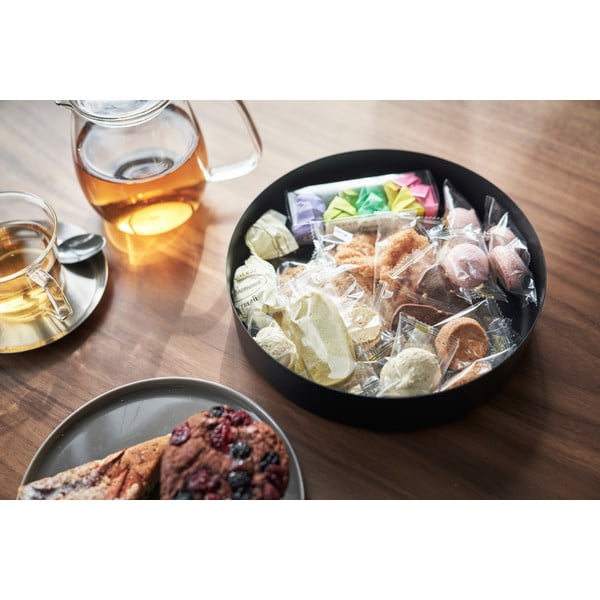 Cutie de depozitare neagră din metal cu capac ø 22x6 cm Rin – YAMAZAKI-image-4