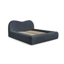 Pat matrimonial albastru închis tapițat cu spațiu de depozitare cu somieră 180x200 cm Orlane – Bobochic Paris