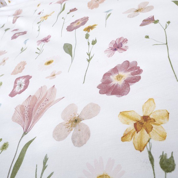 Lenjerie de pat Catherine Lansfield Wild Flowers, 135 x 200 cm, alb - roz-image-3