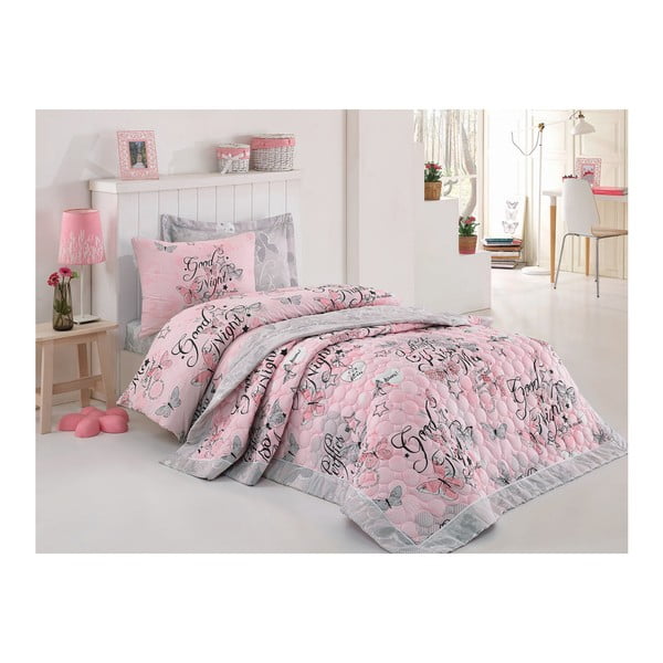 Lenjerie de pat cu cearșaf Feeling Pink, 160x220 cm